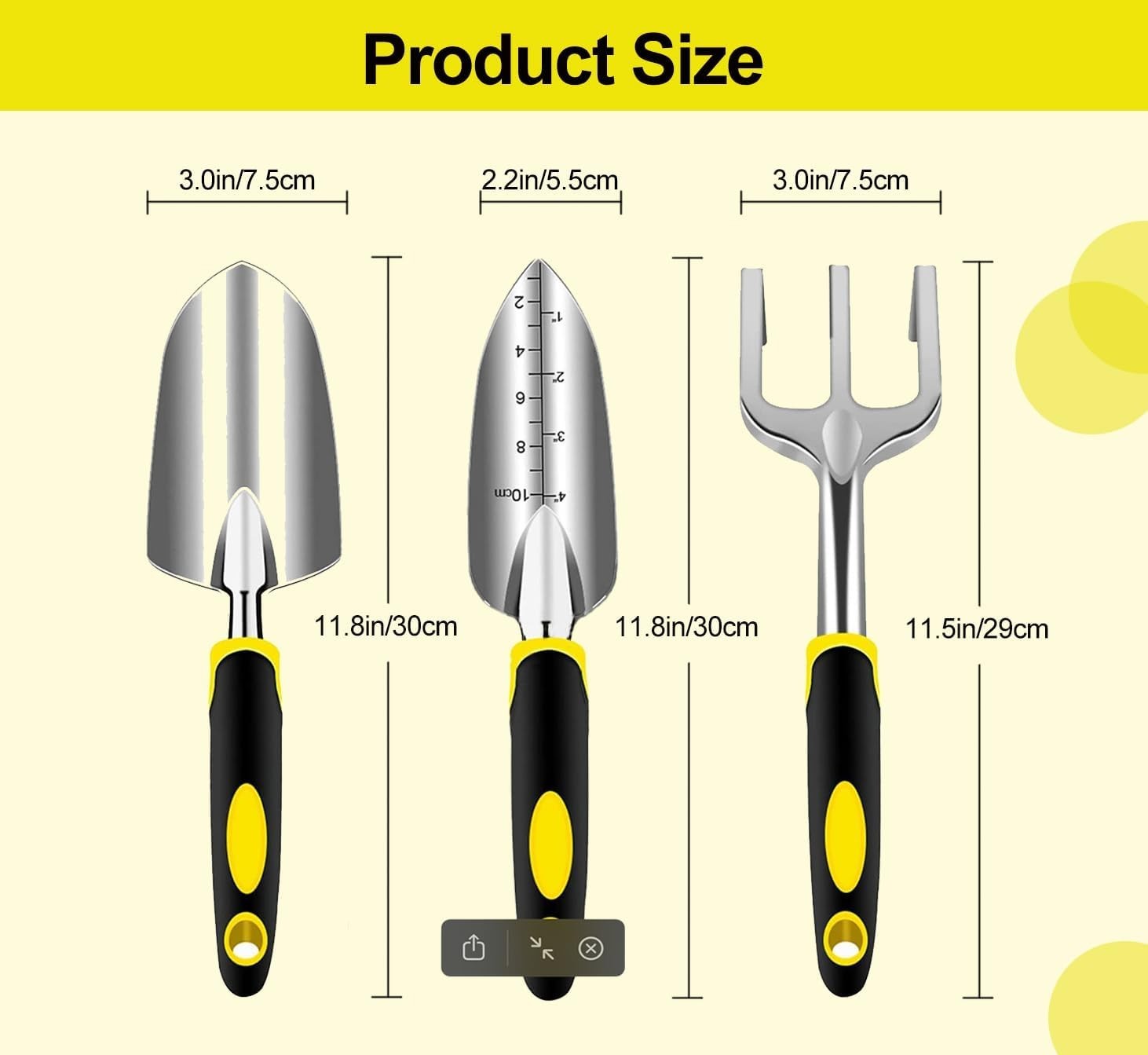 Garden Tool Set, 3 Piece Gardening Tools Includes Garden Trowel, Transplant T…