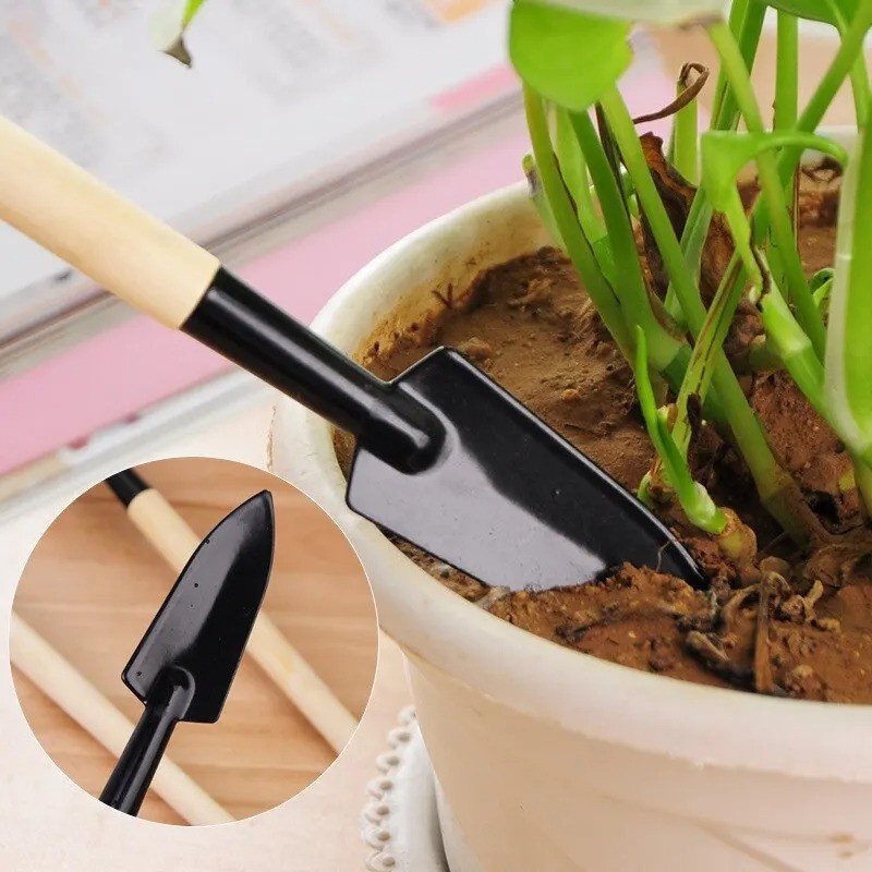 3pcs Wood Handle Garden Tool Set Planting Gardening Mini Tool Set Home Gardening