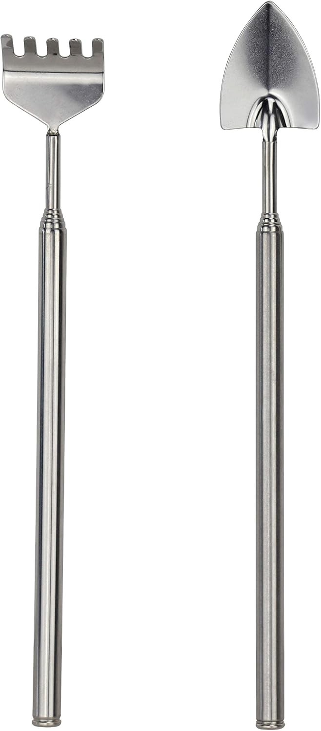 Esschert Design GT163 Telescoping Terrarium Rake and Trowel Tool Set, Stainless-