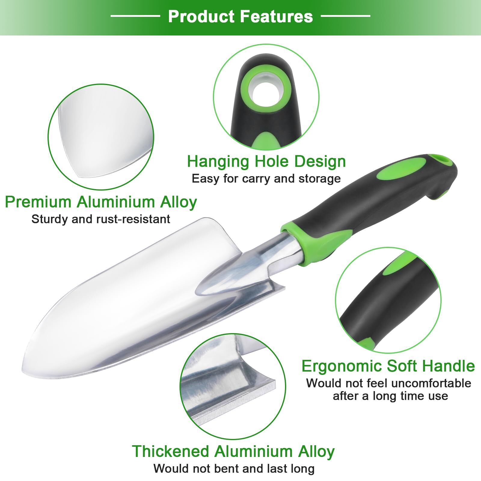 3 Pack Heavy Duty Gardening Tools Set with Ergonomic Handle for Planting Lawn