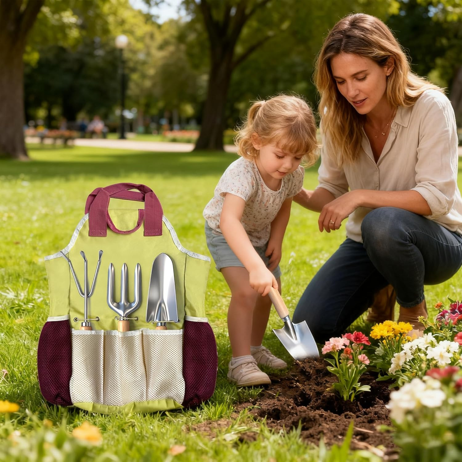 Garden Tool Set,10 Pcs Heavy Duty Gardening Hand Tools Set with Soil Moisture Me