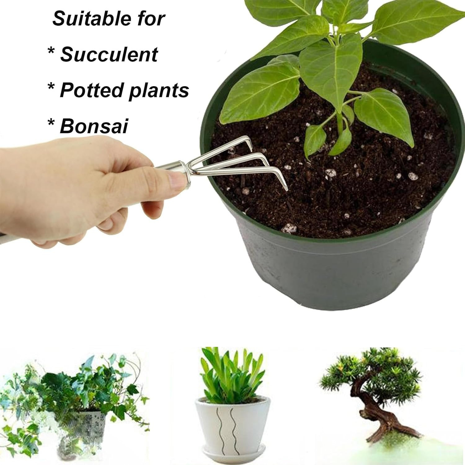 3 Pcs Stainless Steel Mini Garden Tools Set Small Tiny Shovel Trowel Root Extrac