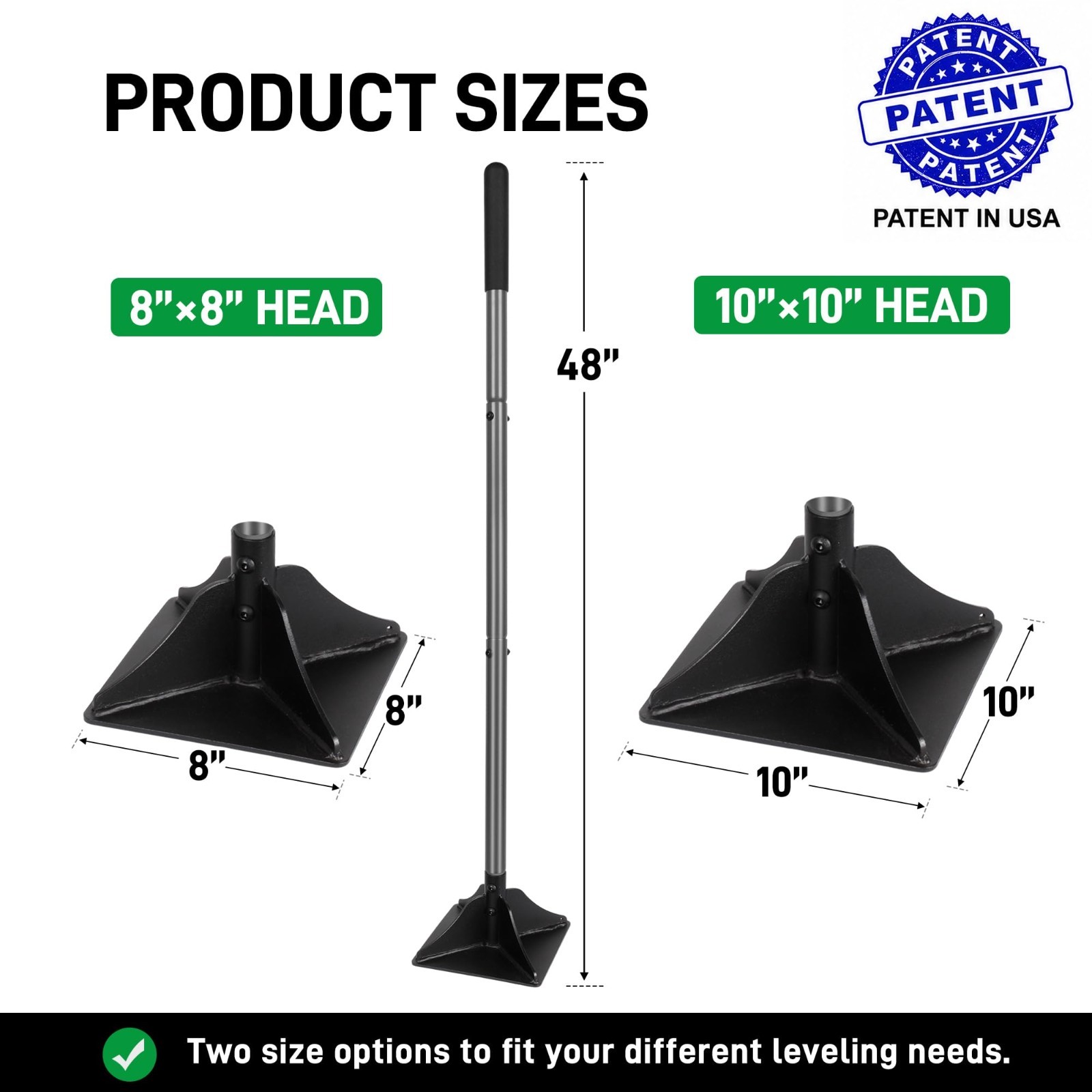 Heavy Duty 10″ x 10″ Steel Tamper Tool with 48″ Handle & Rubber Grip for Ground