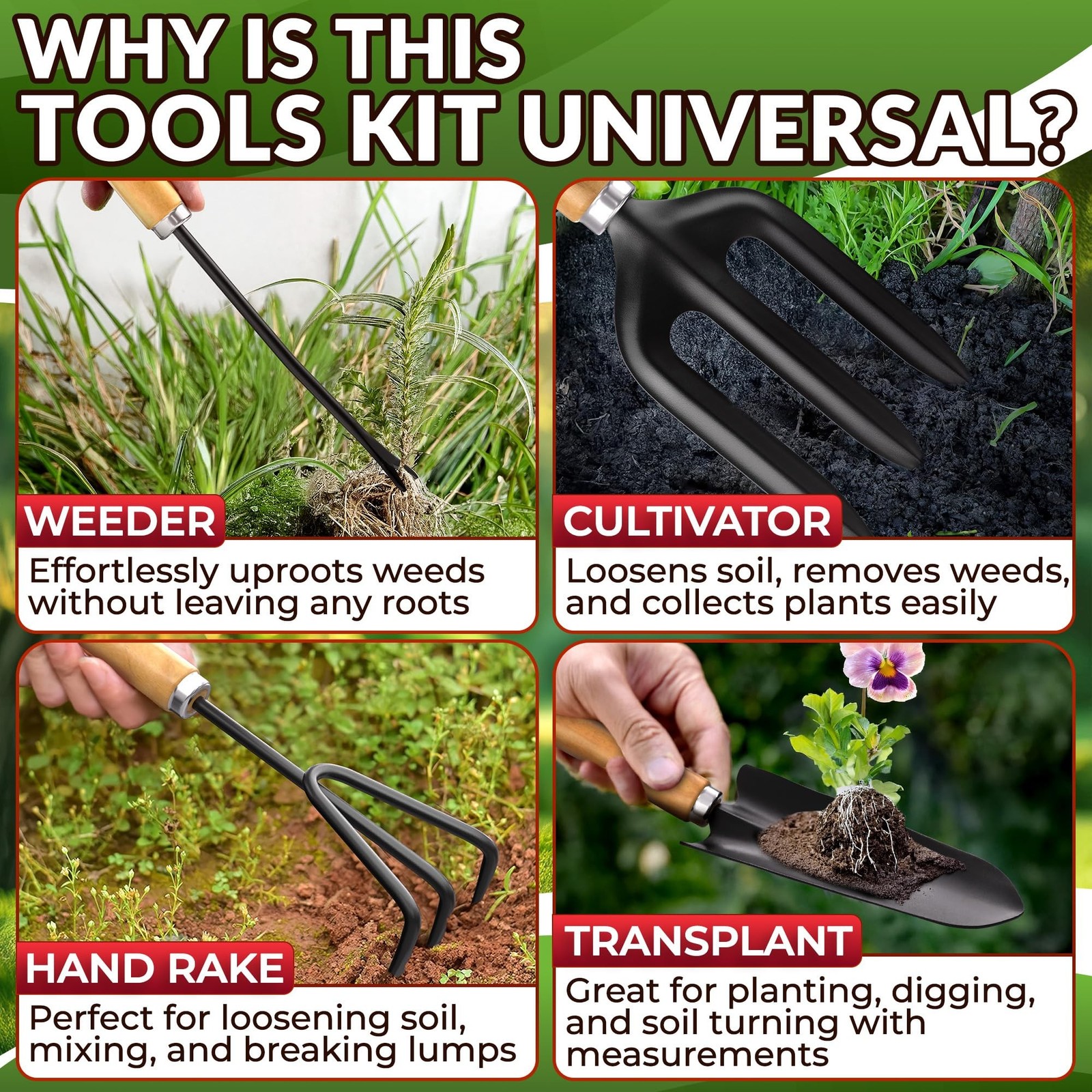 Compact Gardening Tool Set of 9 – Mini Garden Kit for Women with Multiple Poc…