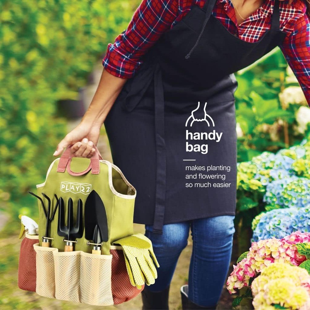 10-Piece Gardening Tools Set, Heavy Duty Garden Kit with Fashion Handbag