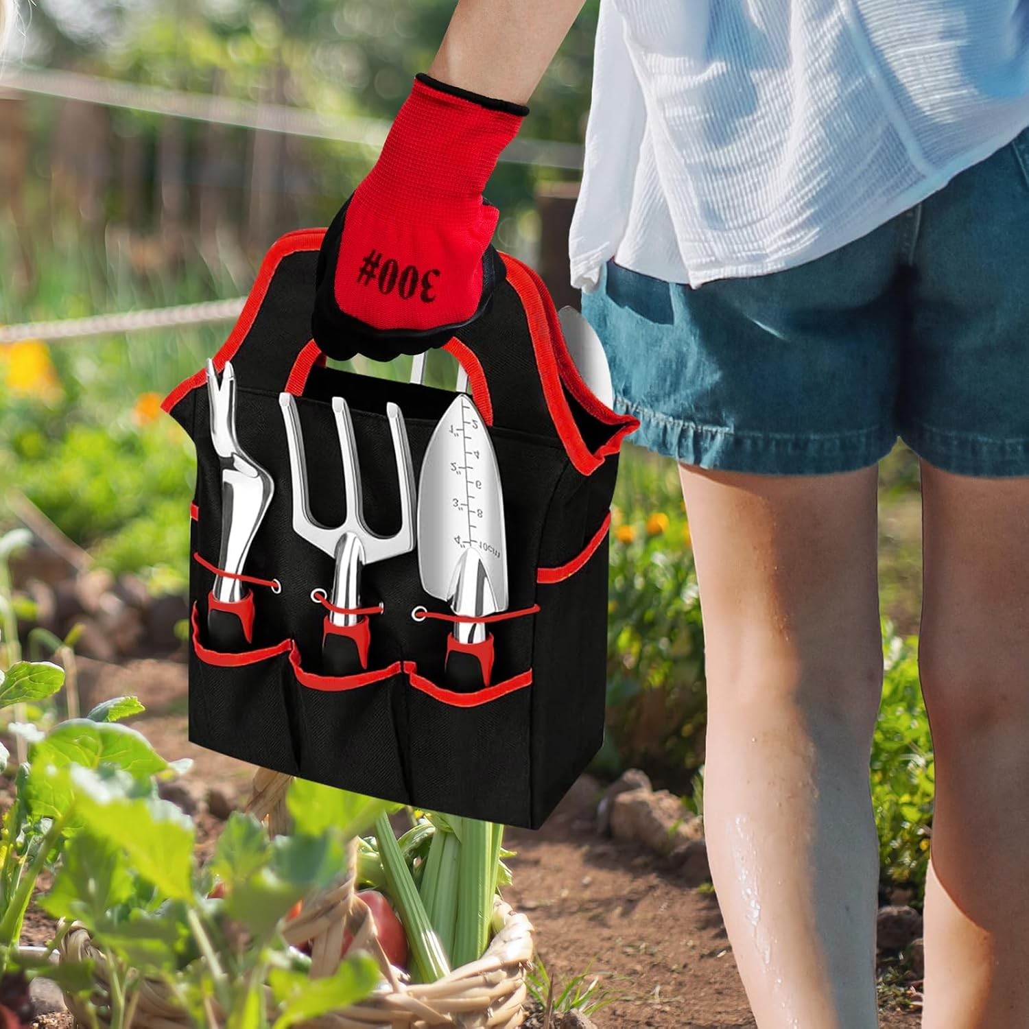 Gardening Tool Set, 8 Pieces Aluminum Heavy Duty Gardening Kit with Ergonomic Ha