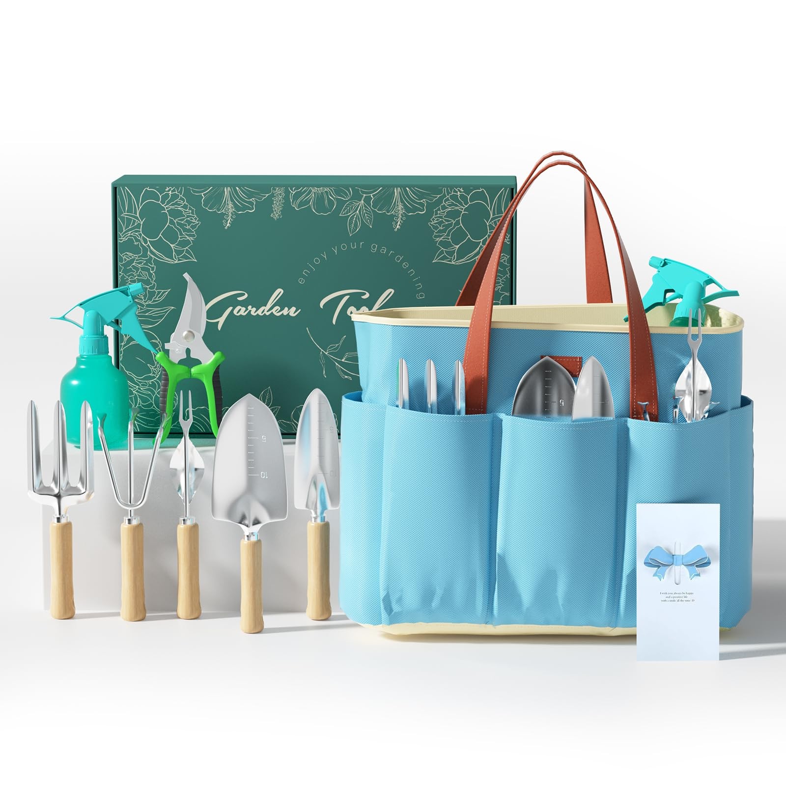 9-Piece Heavy Duty Garden Tool Set with Ergonomic Grips & Storage Bag