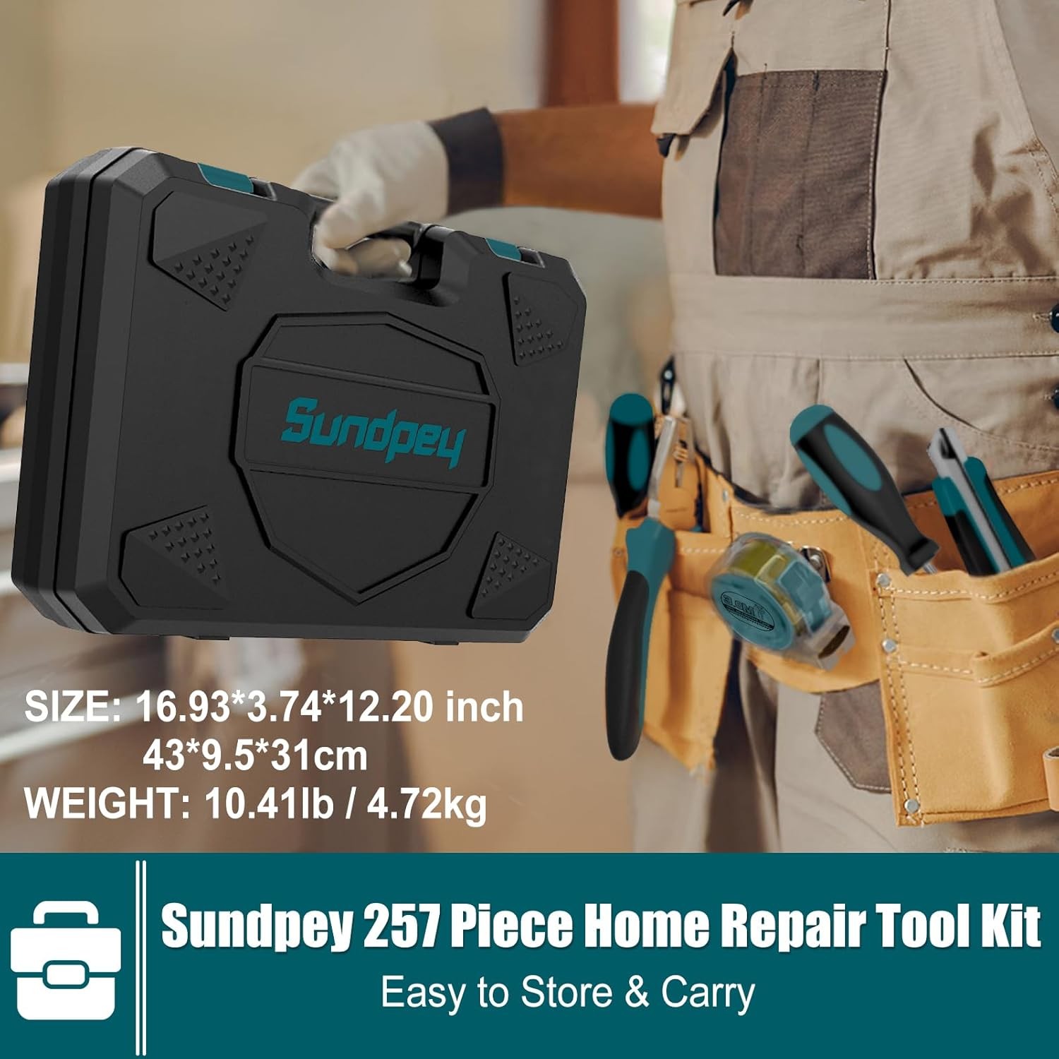 Home Tool Kit 257 pcs Household Repair Set Portable Toolbox