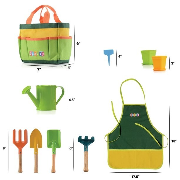 Kids Gardening Tool Set 12 PCS with Watering Can and Tote Bag