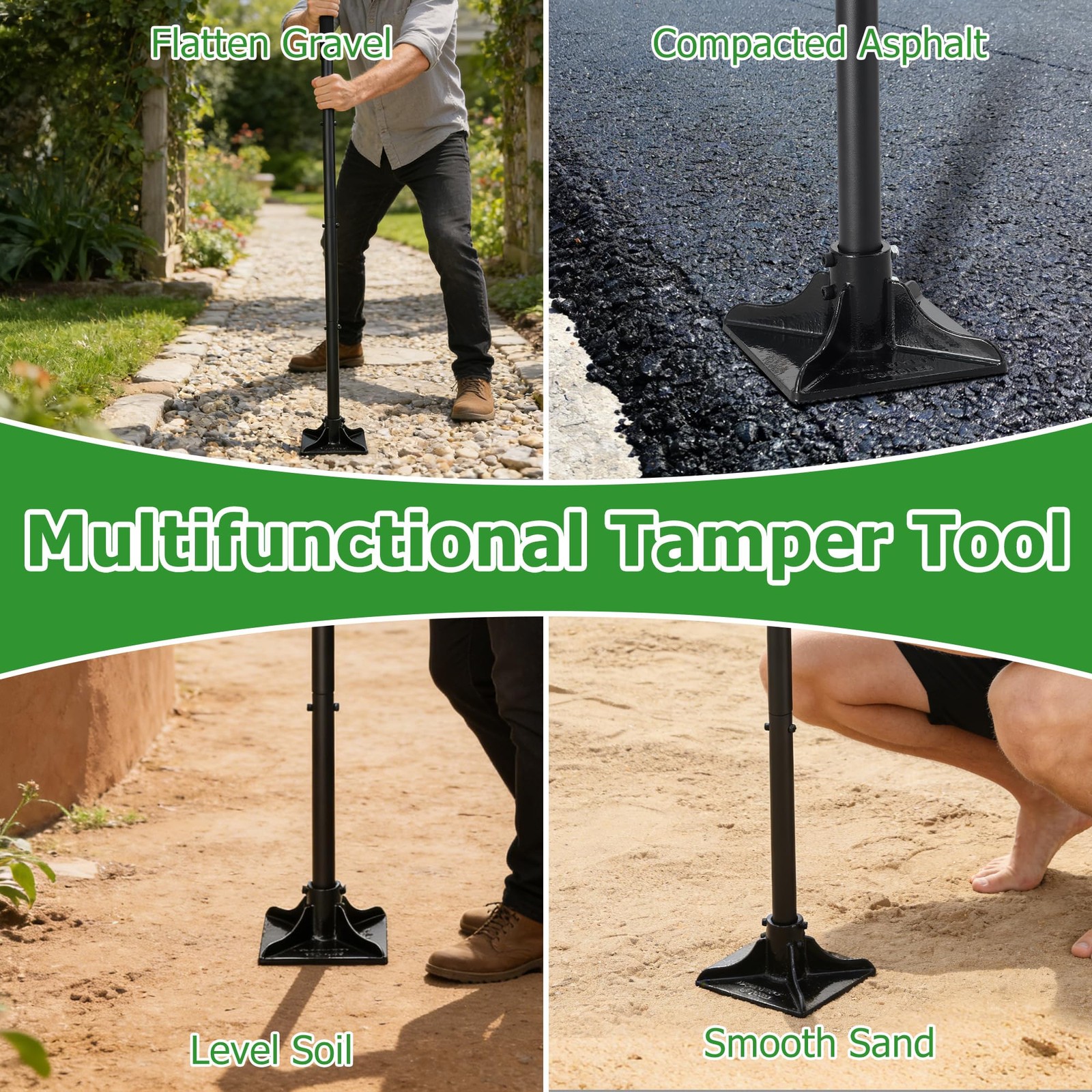 59-Inch Heavy Duty Tamper Tool for Pavers, Lawn Edging, and Fence Posts