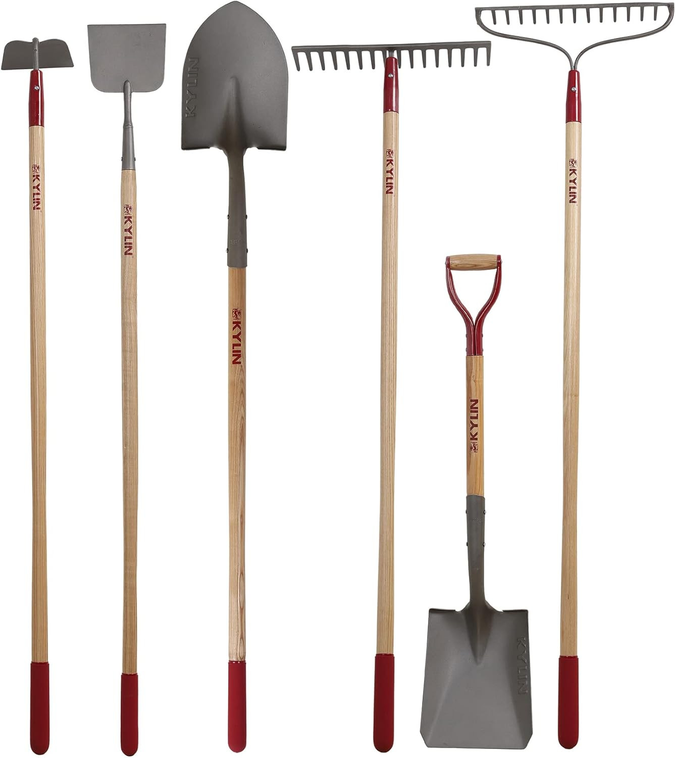 6-Piece Pro Long Ash Handle Garden Tools Set for Landscaping Agricture or Backya