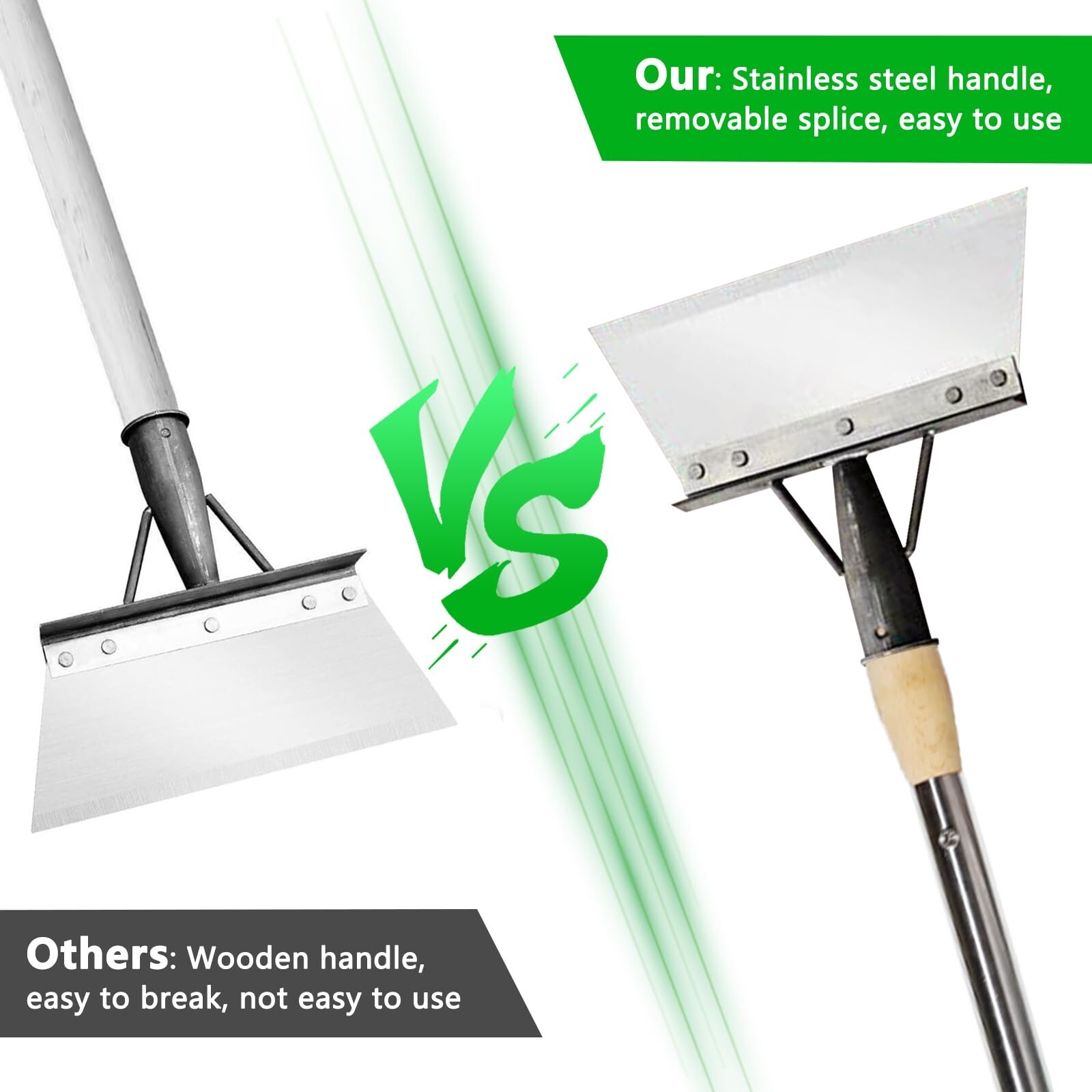 Multifunctional Cleaning Tool Long Handle Steel Flat Shovel Garden Tool Scraper