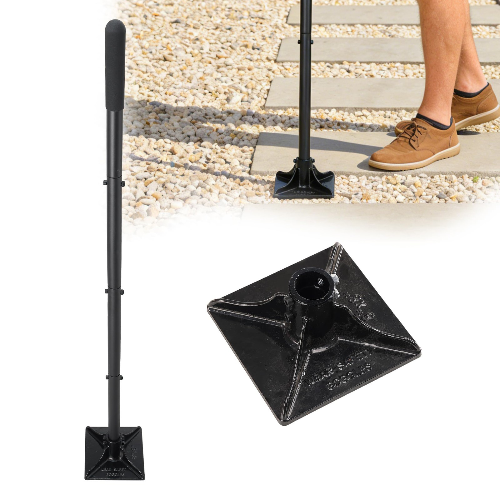 59-Inch Heavy Duty Tamper Tool for Pavers, Lawn Edging, and Fence Posts