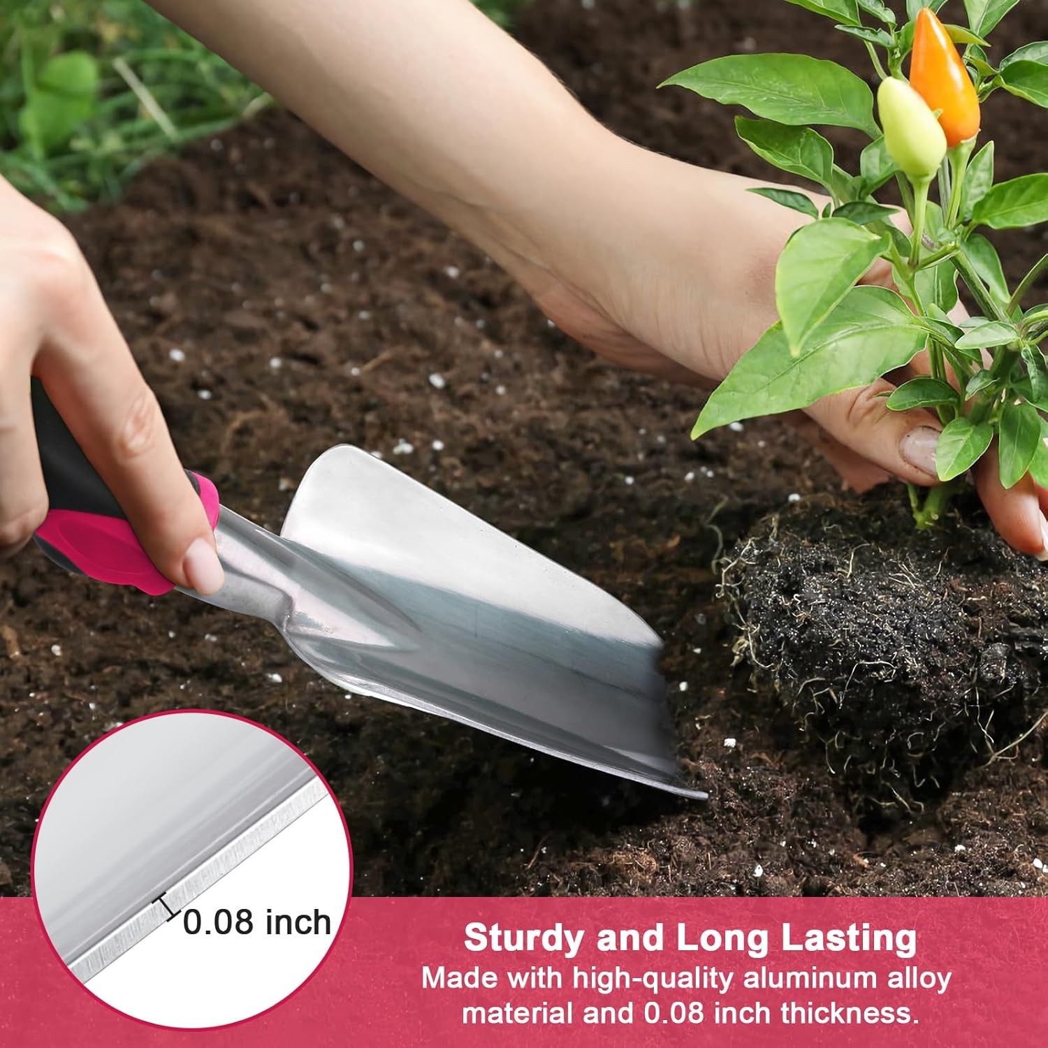 Garden Tools Set, 3 Pack Heavy Duty Gardening Tools Set Include Garden Shovel, T