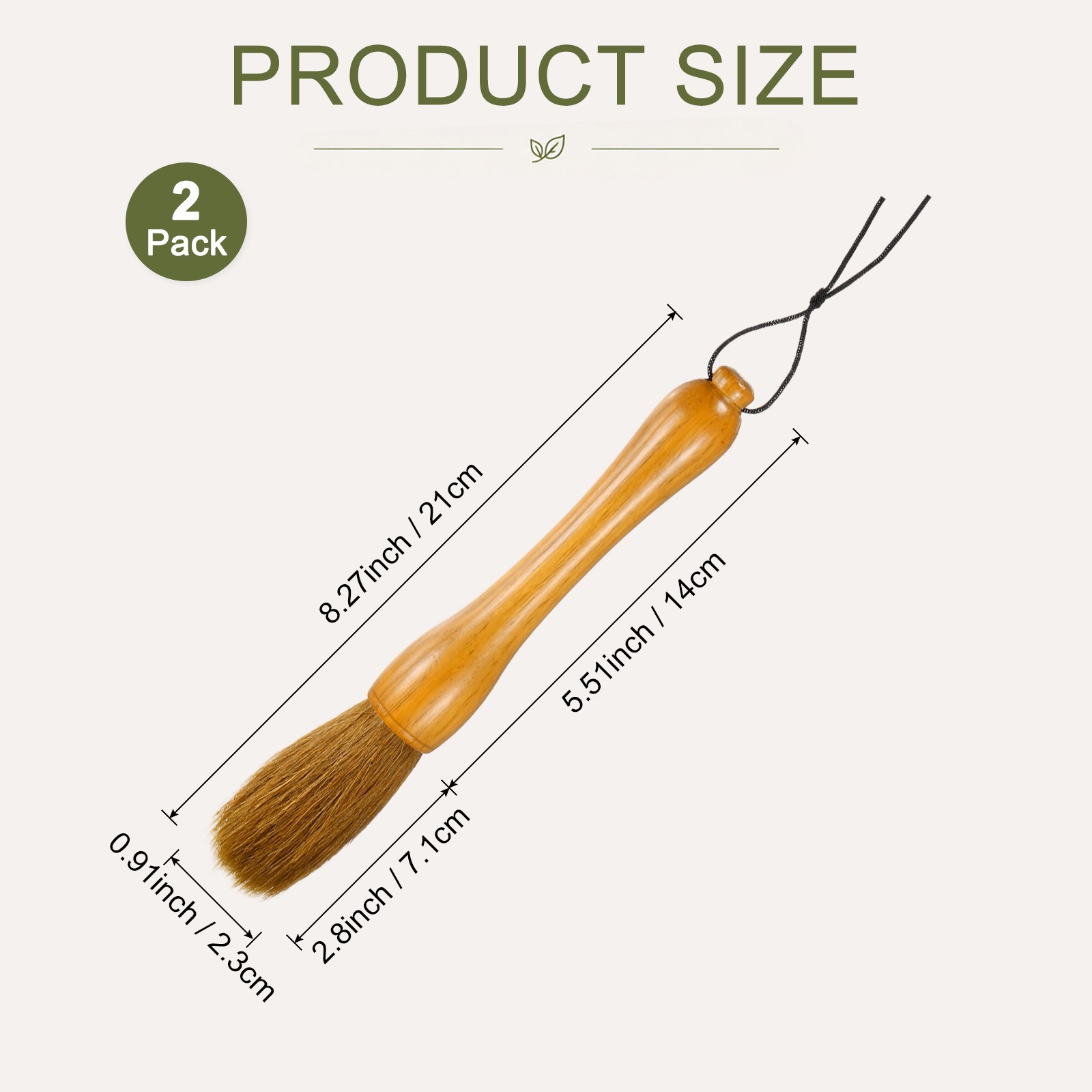 2-Pack Plant Brush, Wooden Garden Tool Brush [Yellow Bristle]