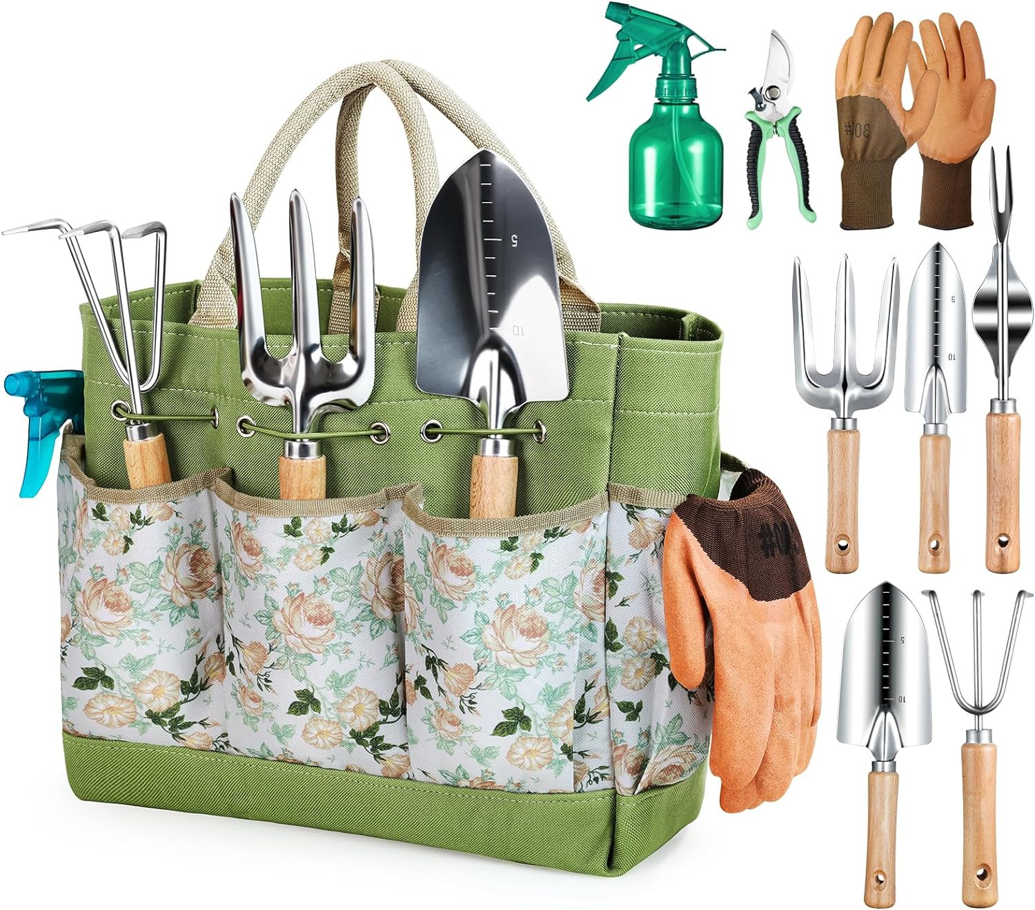 9-Piece Heavy Duty Garden Tools Set with Organizer Bag