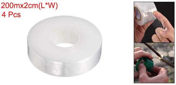 4pcs Fruit Tree Grafting Tape 2CM x 200M PE Grafting Film for Plant, White