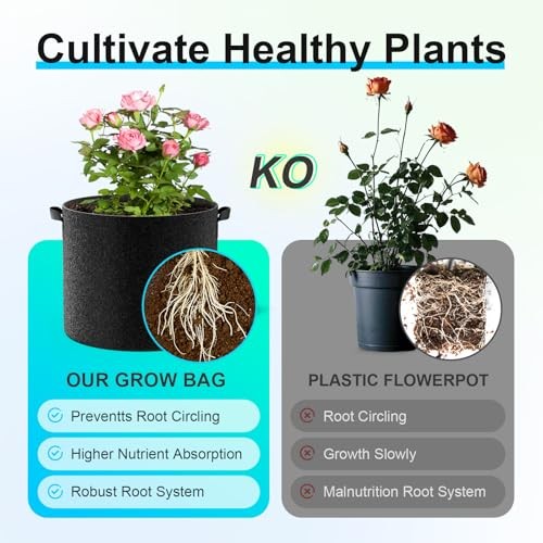 Land Guard 10 Gallon Fabric Grow Bags 4-Pack Nonwoven Garden Pots with Handles