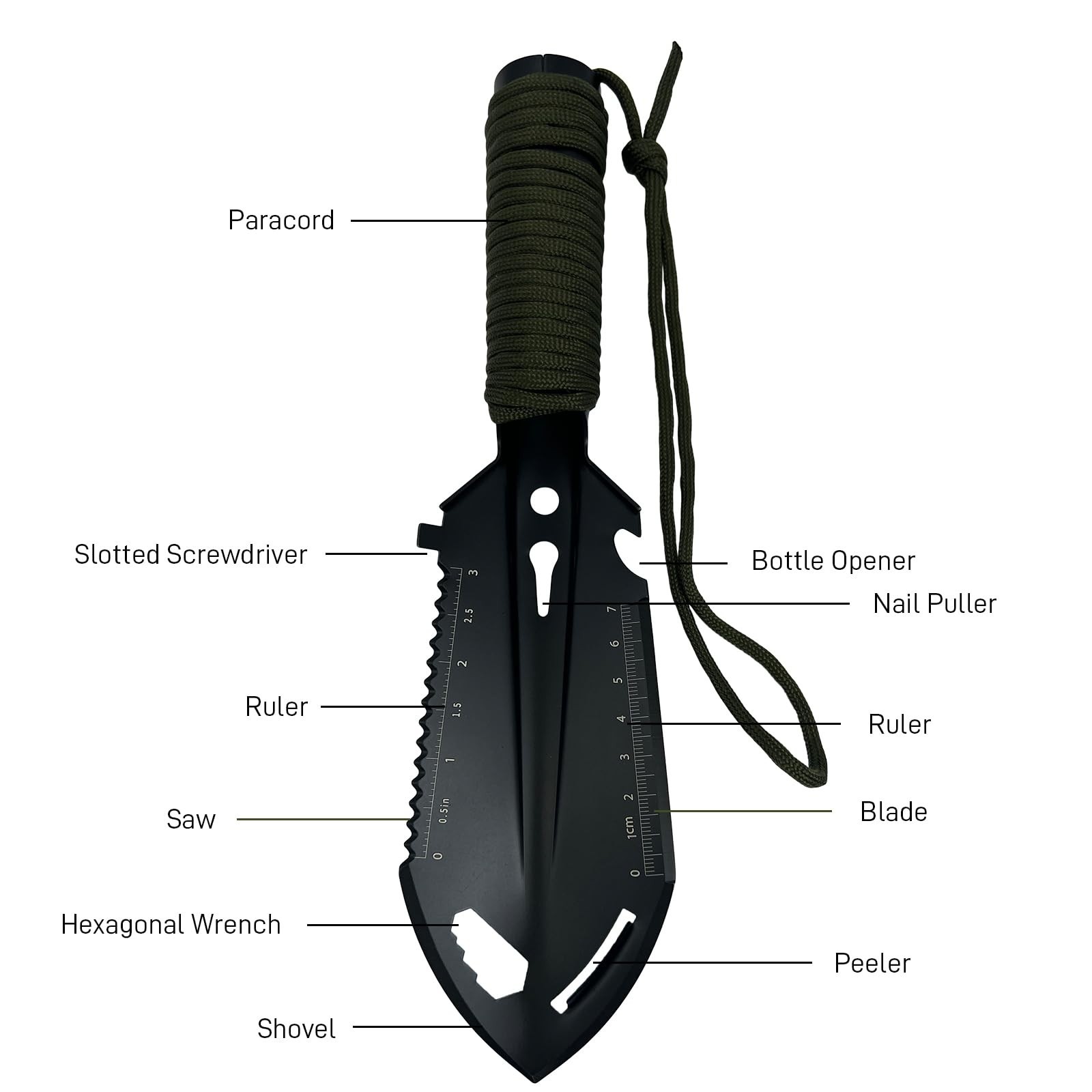 Small Camping Shovel, 9 in 1 Mini Hand Shovel, Portable Backpacking Trowel, U…
