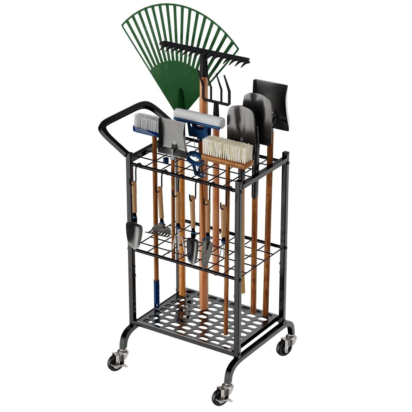 RANXFLOAT Garden Tool Organizer with Wheels, Yard Tool Tower Rack for Garage …