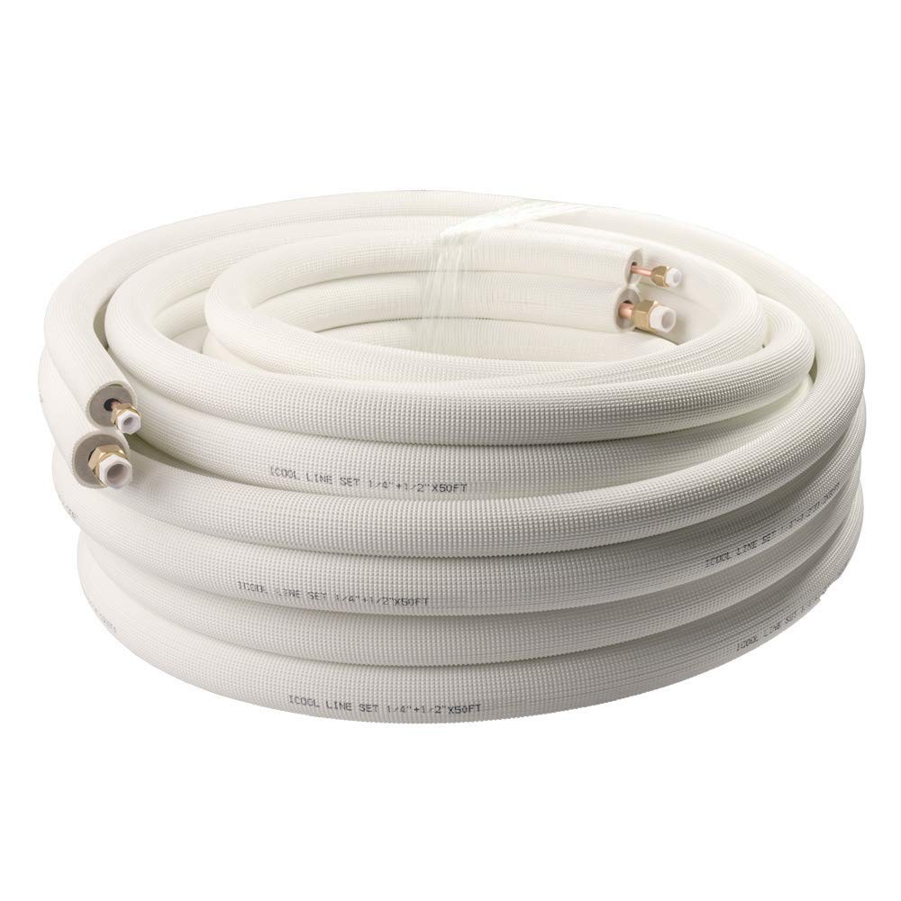 Wostore 50Ft. Mini Split Line Set Includes Two Pipes 1/4 1/2 O.D. 3/8 Thickened