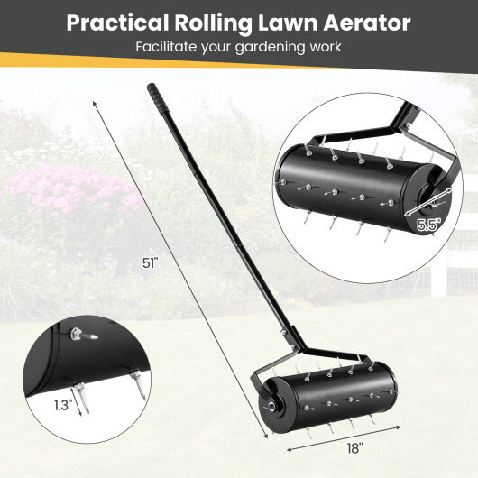 18/21 Inch Manual Lawn Aerator with Detachable Handle-21 inches