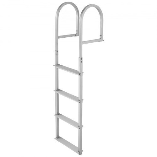 Removable Dock Ladder, 4 Steps, Aluminum Alloy Pontoon Boat Swim Ladder, with N