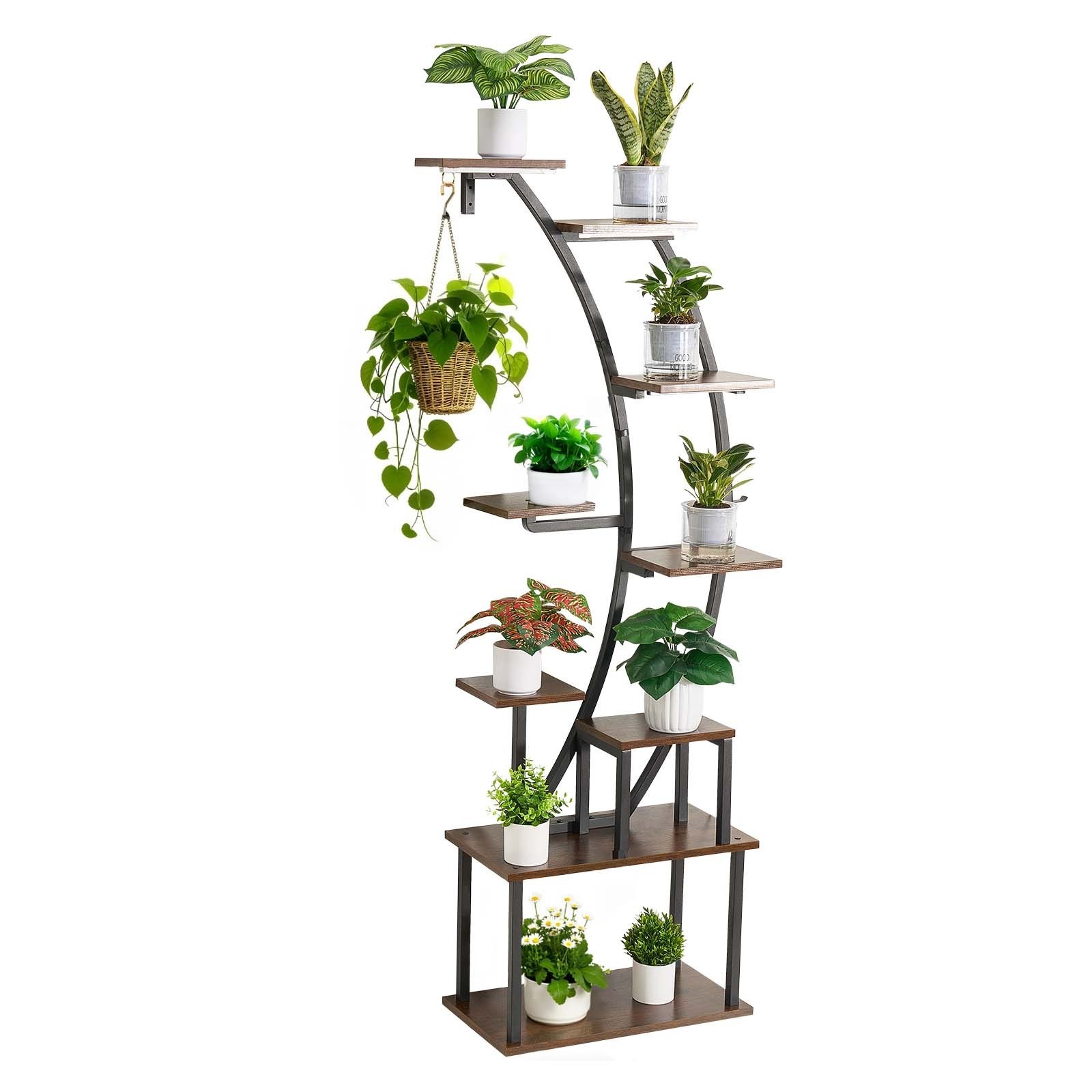 Plant Stand Indoor with Grow Lights, 63 in Tall 9-Tier Lighted Plant Shelf, Meta