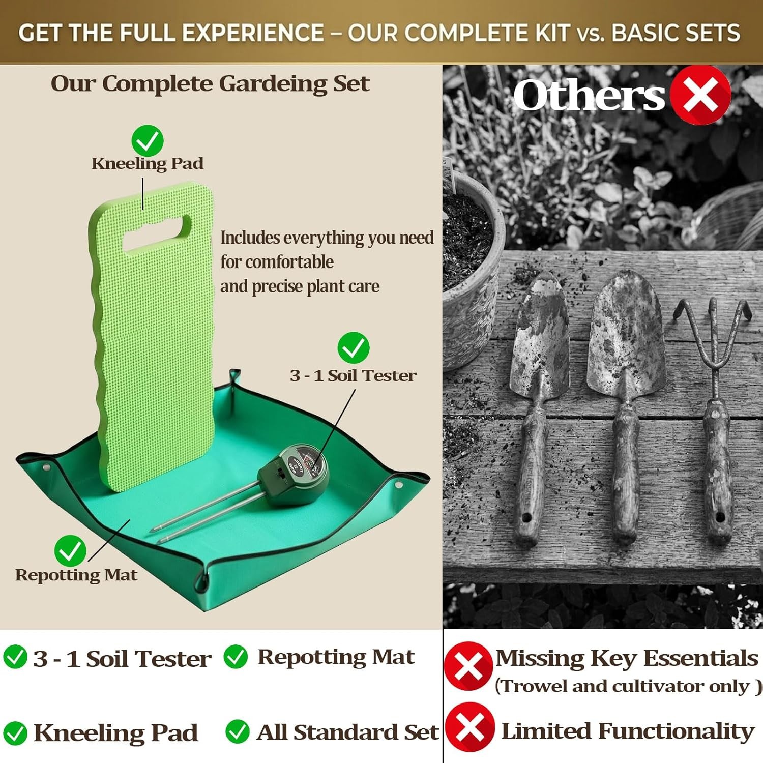 Aluminum Gardening Tools Set With Tester Mat Kneeling Pad Gifts For Mom