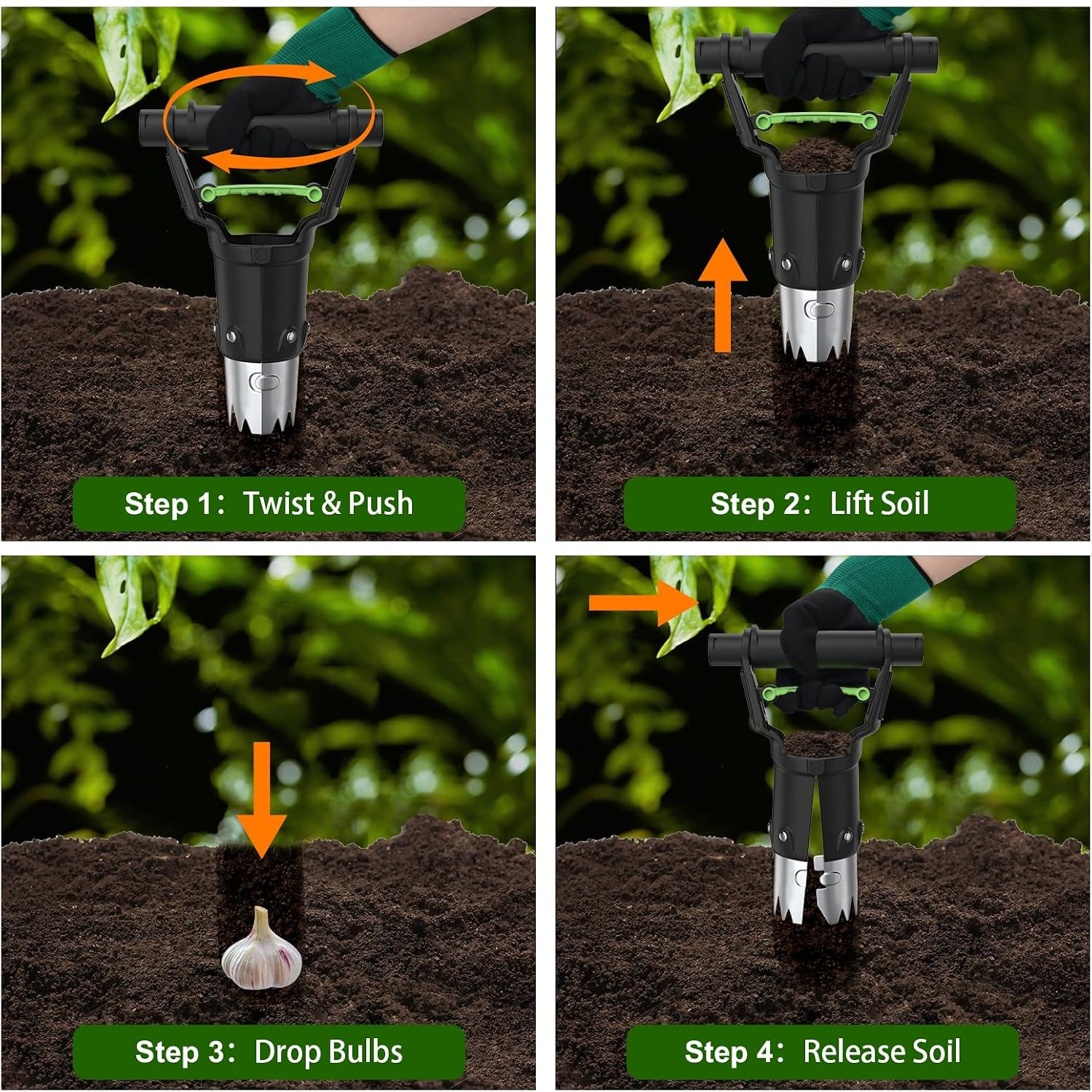 Hand Bulb Planter Tool 5 Inch Depth Heavy Duty Stainless Steel Planter