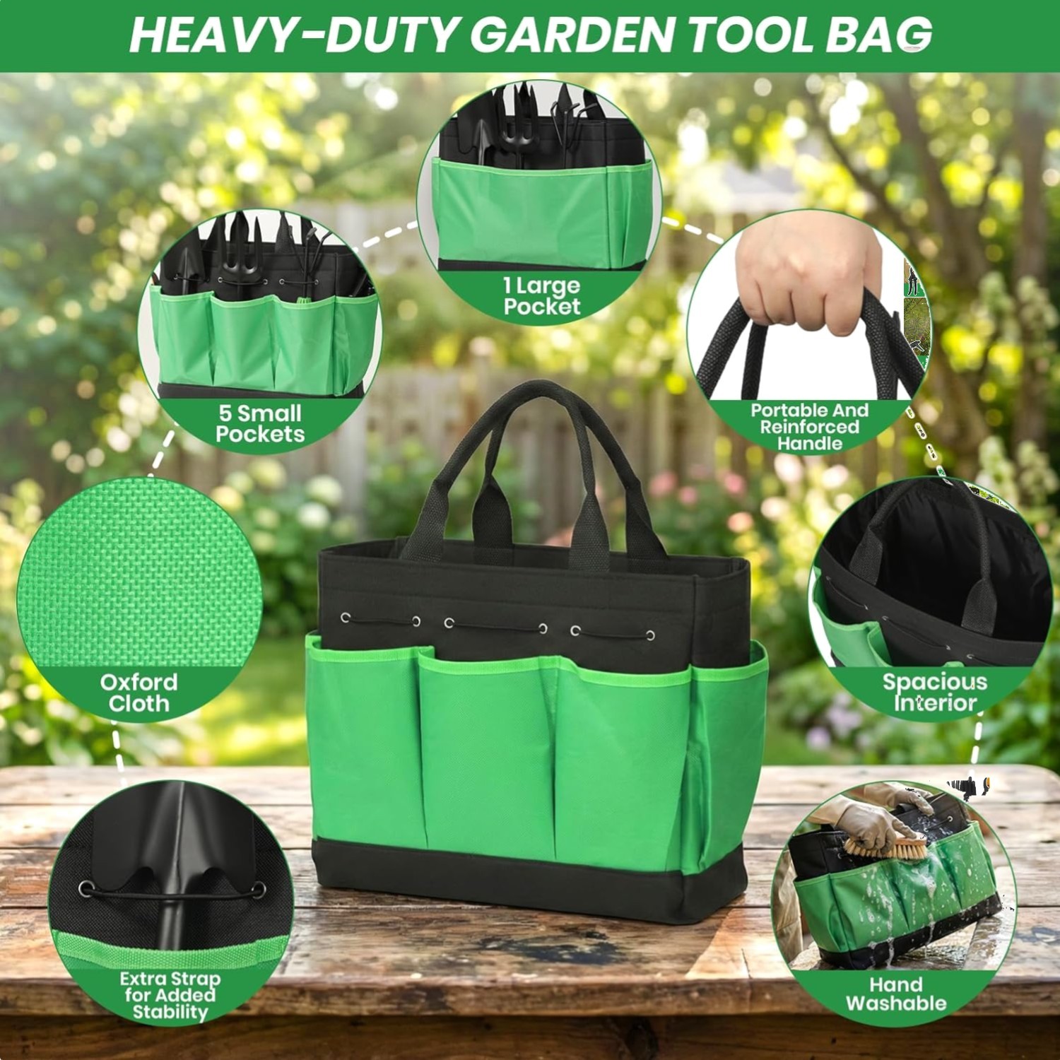 11-Piece Garden Tools Set – Stainless Steel, Non-Slip Handles & Tote
