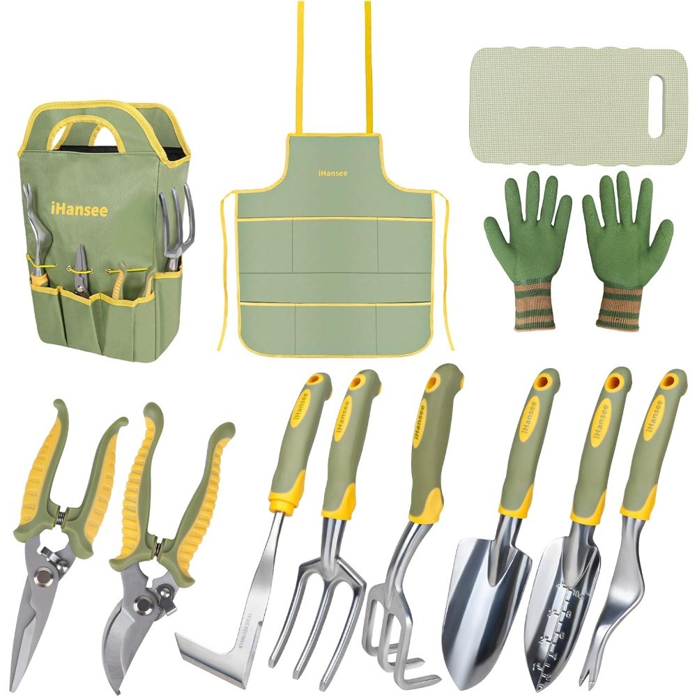 12-Piece Garden Tool Set, Heavy Duty Aluminum with Bag, Gloves & Apron