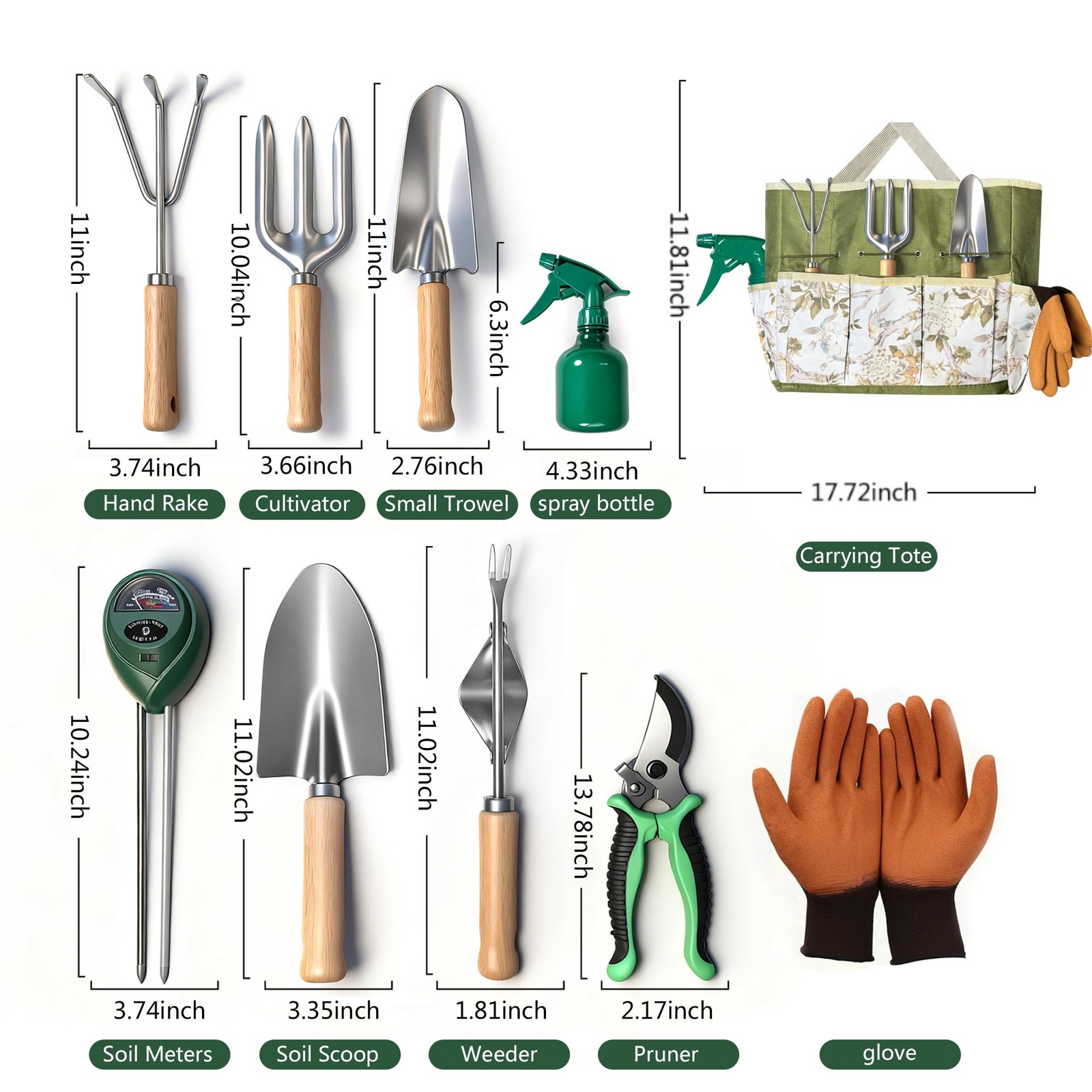 Garden Tool Set,10 Pcs Heavy Duty Gardening Hand Tools Set with Soil Moisture…