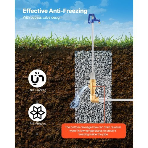 Frost Proof Yard Hydrant, 4.2FT Freeze-Proof Outdoor Faucet with 24″ Bury Depth,
