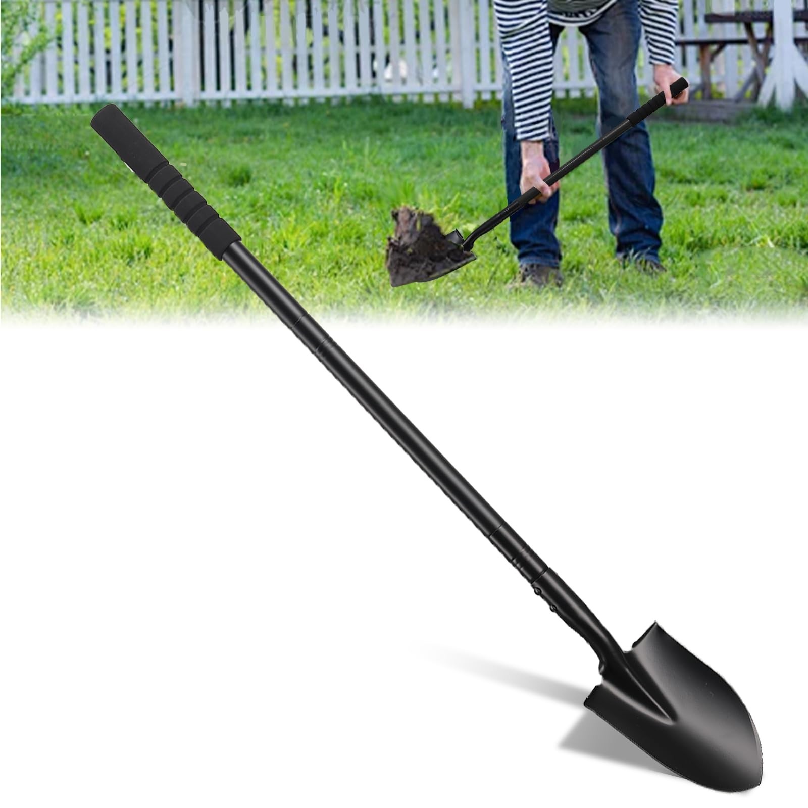 Small Shovel for Digging with Metal Handle, 43.7 Inch Heavy Duty Garden Shove…