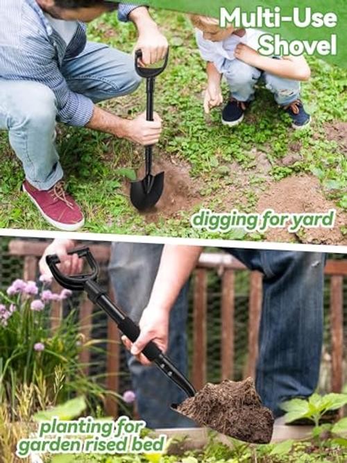 Shovel, Garden Shovels for Digging Gardening Heavy Duty, 31 inch Small Black