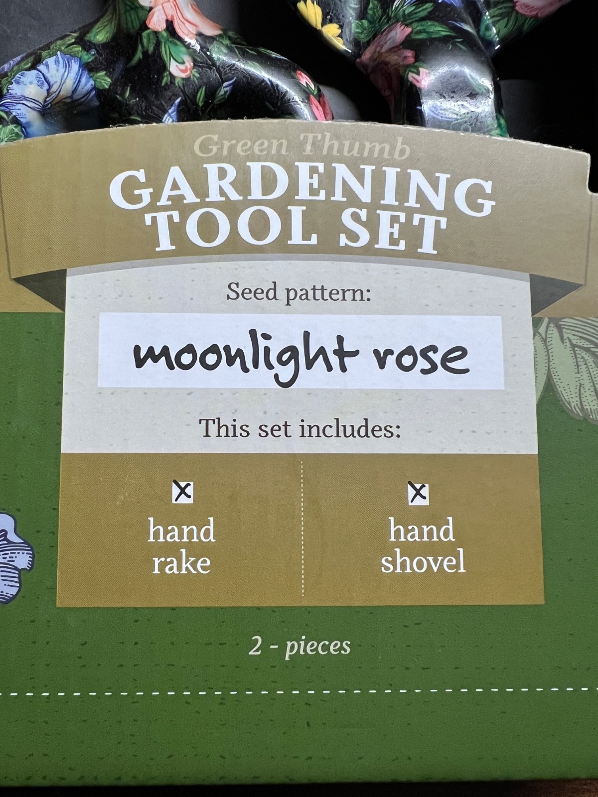 Seed & Sprout Gardening Tool Set Hand Rake & Shovel Moonlight Rose Floral