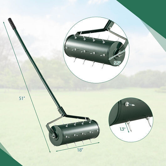 18/21 Inch Manual Lawn Aerator with Detachable Handle Filled with Sand or Stone-