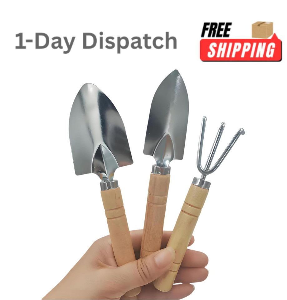3 Pcs Mini Garden Tools Set Shovel Trowel Rake for Succulent Bonsai Plants