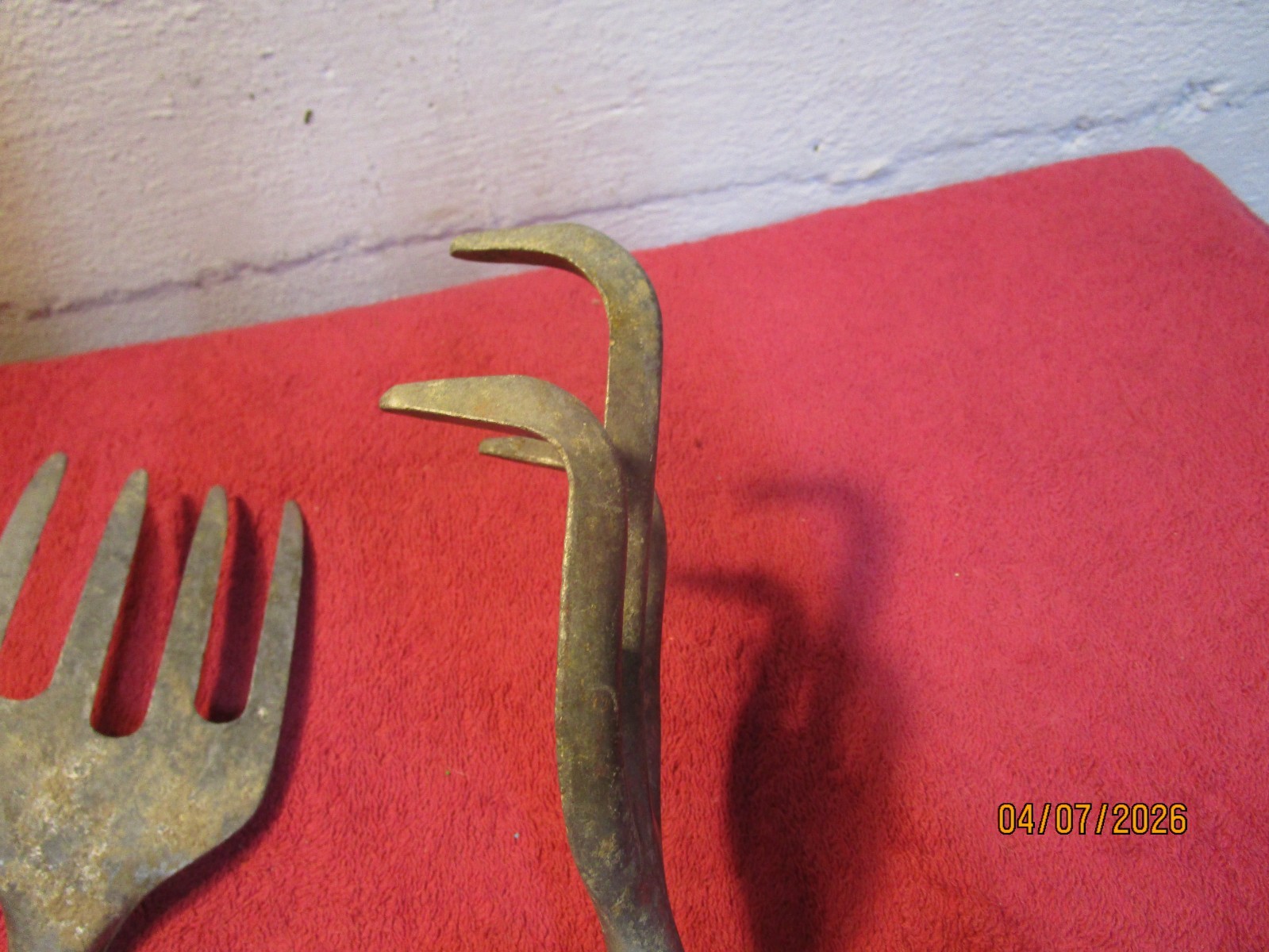 Lot of 2 Cast Aluminum? Garden Hand Tools Potato Fork Cultivator Rake