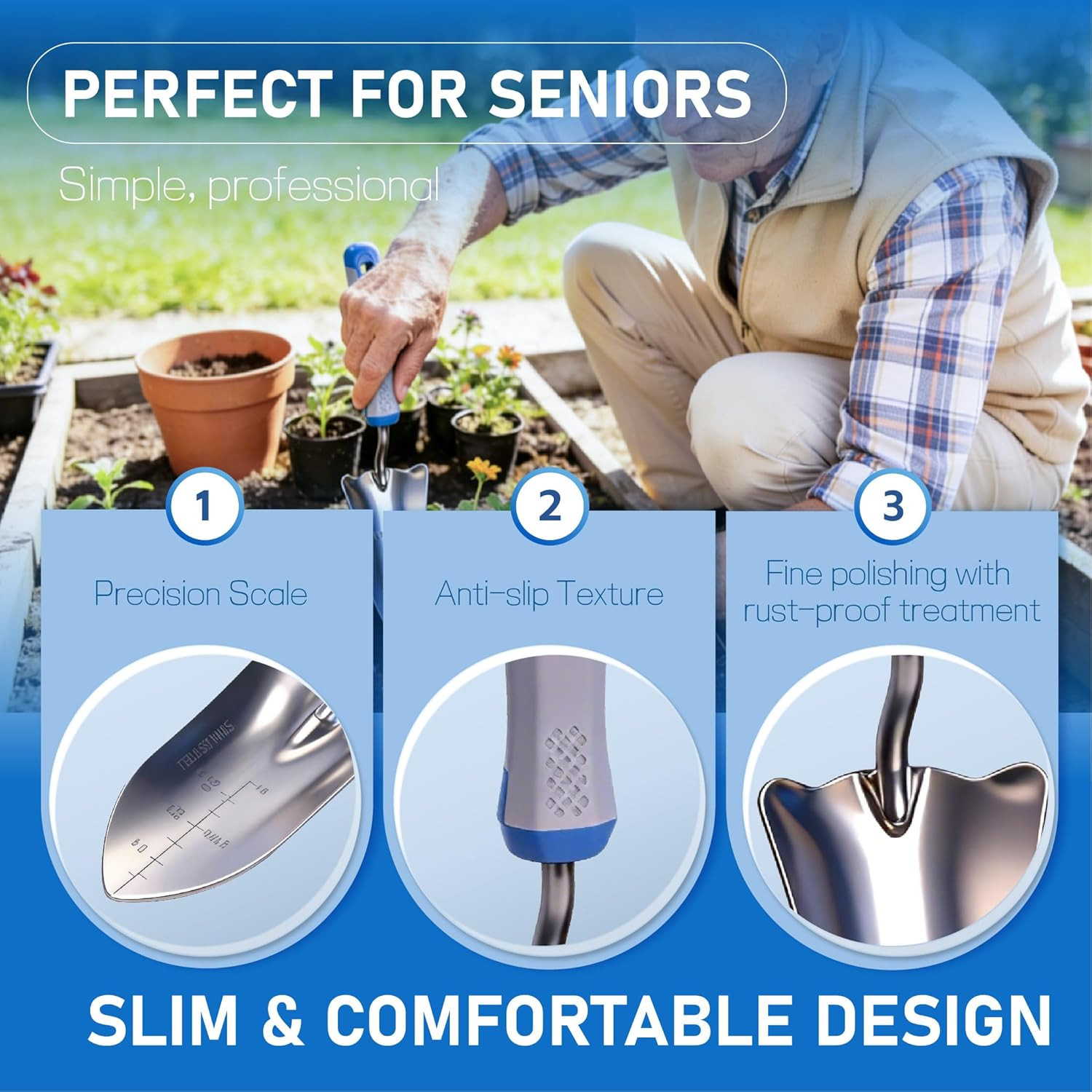 8-Piece Gardening Tools Set, Rust-Proof Stainless Steel Garden Tool with Ergonom
