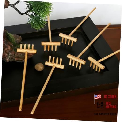 Zen Garden Mini Bamboon Rake – 6PCS Tabletop Rock Sand Garden Tools