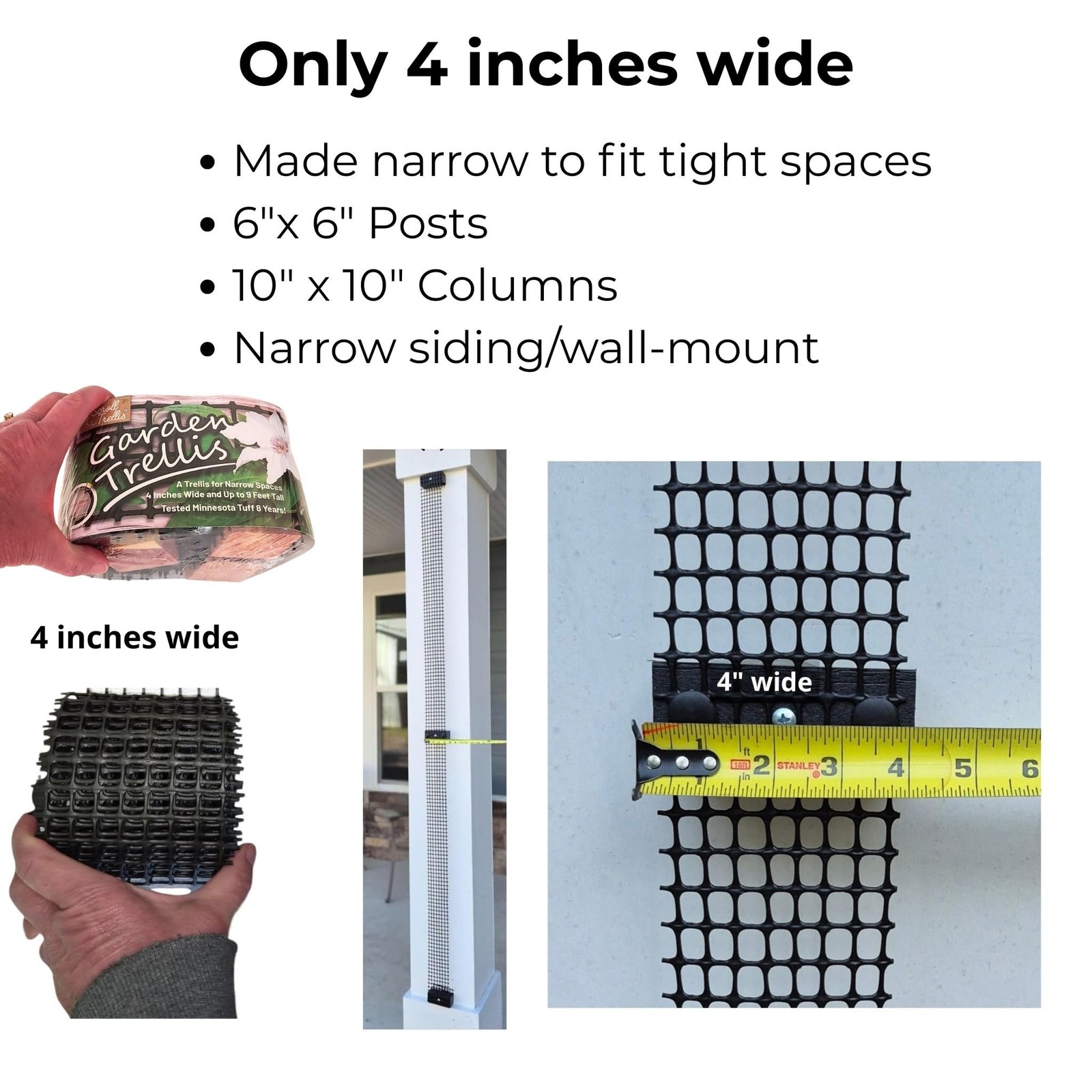 Deck Post Trellis for Clematis and Climbing Plants, 1-Pack | Slim 4-inch trel…