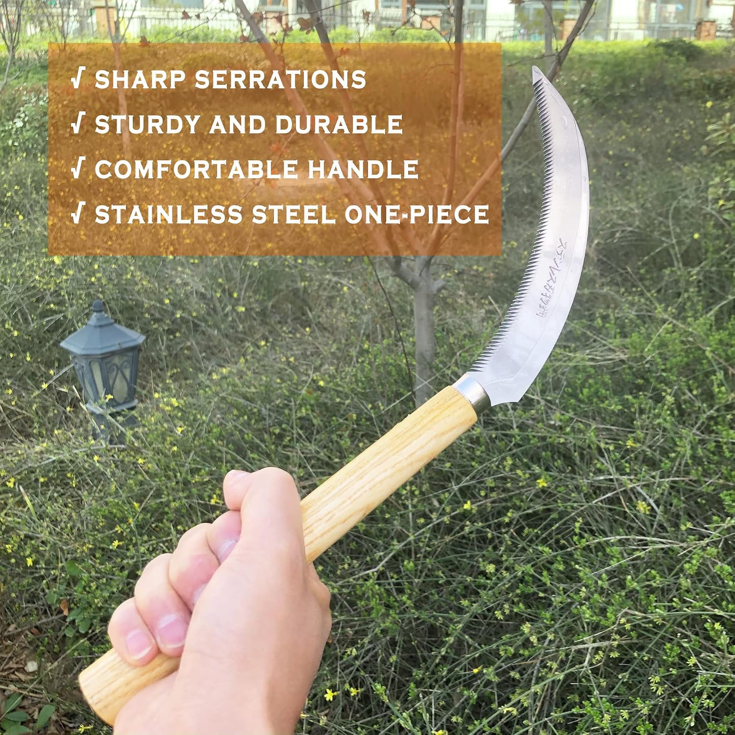 Grass Sickle Hoe Gardening Handheld Tool Weeding Tools for Garden (Yellow) | Jap