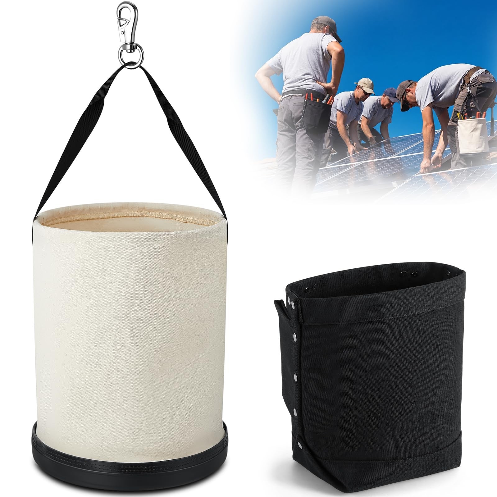 2 Pcs Lineman Canvas Tool Bucket Set Heavy Duty Canvas Bucket and Black Nut B…