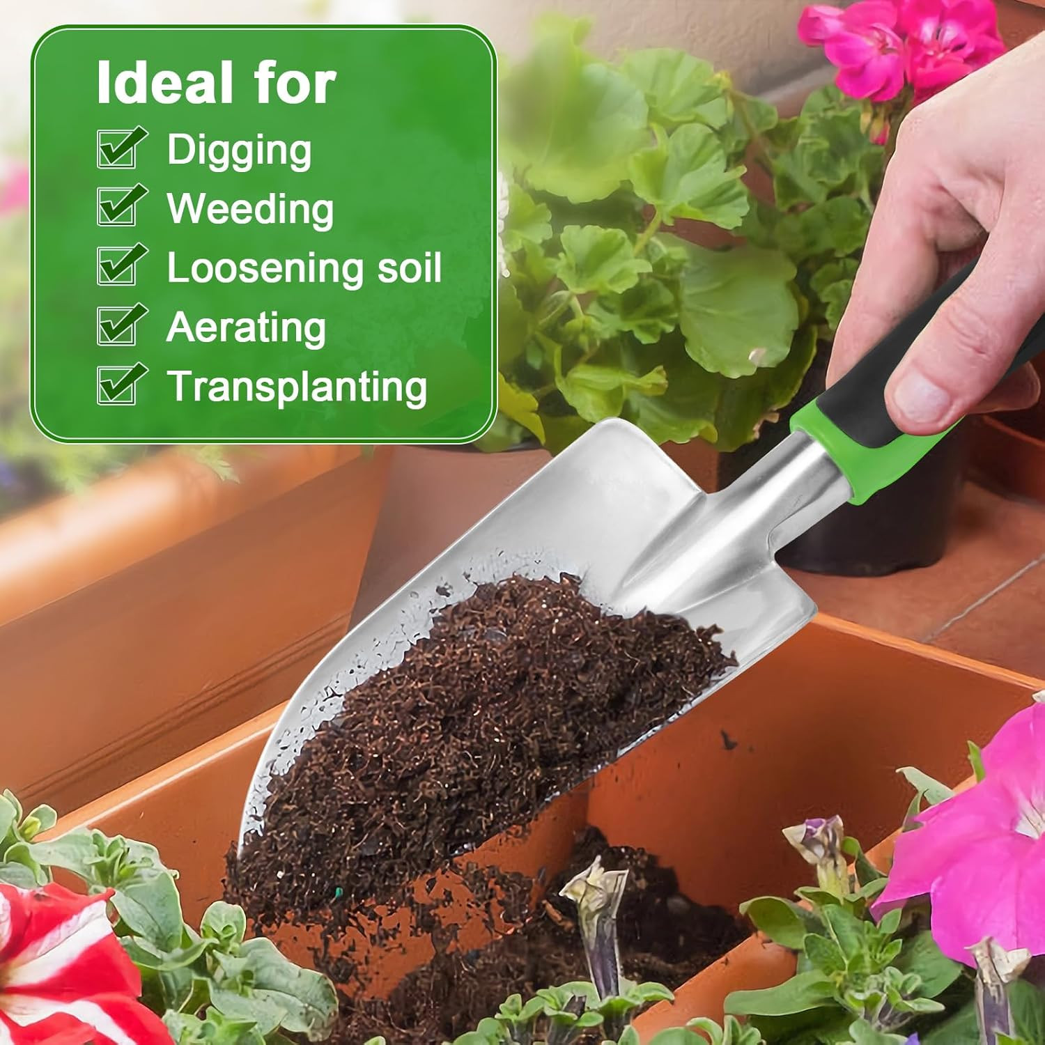 Garden Shovel Hand Trowel, Heavy Duty Hand Shovel with Ergonomic Handle,Garden S