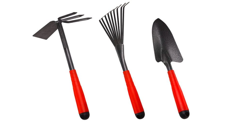 Garden Tools Set Extension Poles Gardening Hand Kit Trowel Teeth Rake 6 Piece