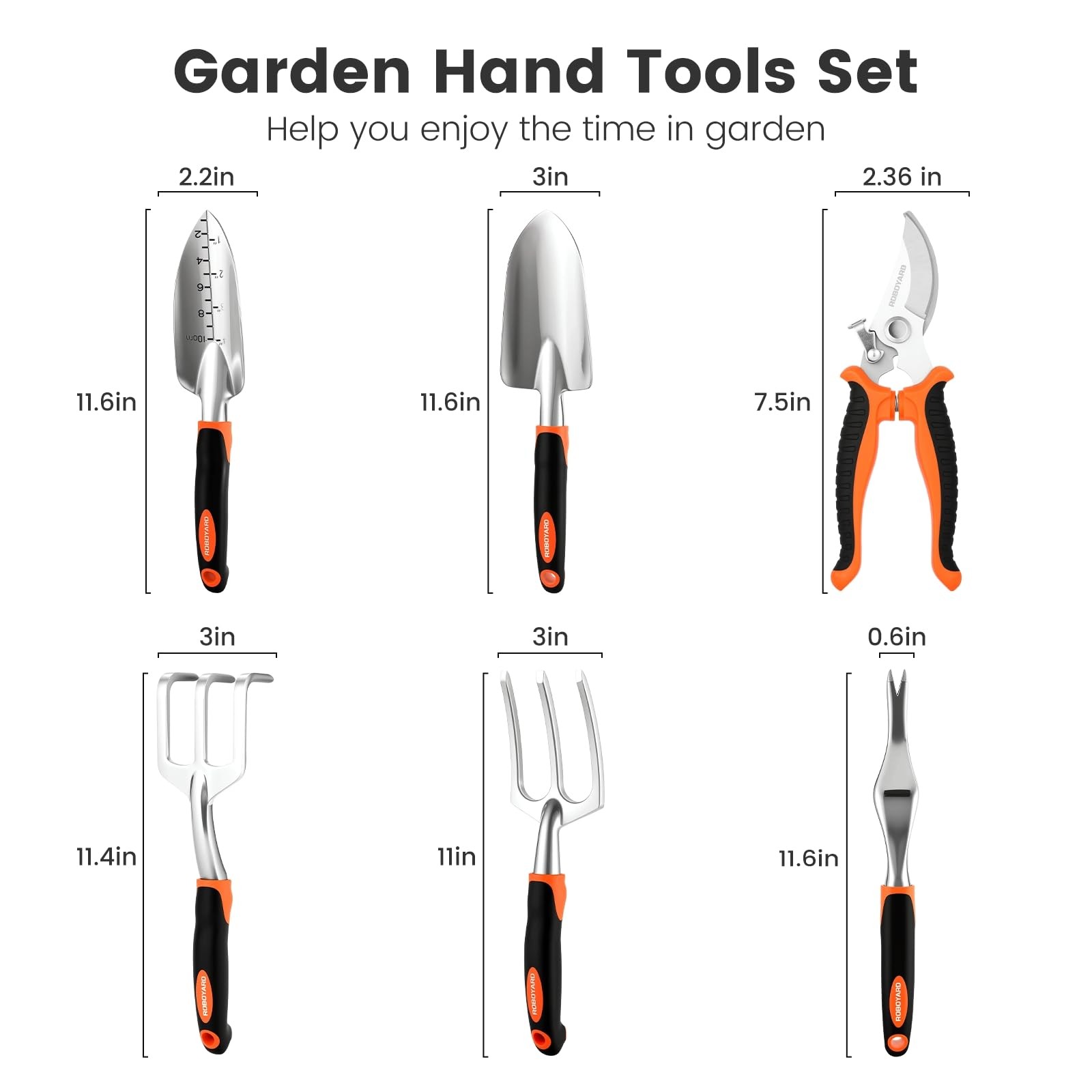 6-Piece Gardening Tools Set, Includes Trowel, Pruning Shear, Cultivator & Mor…