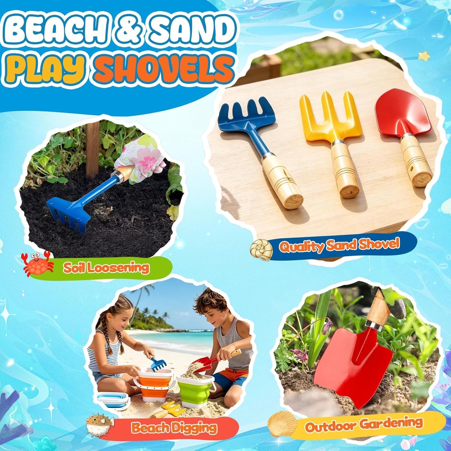 Vibrant Collapsible Bucket Set with Safe Tools – Fun for Camping and Gardening