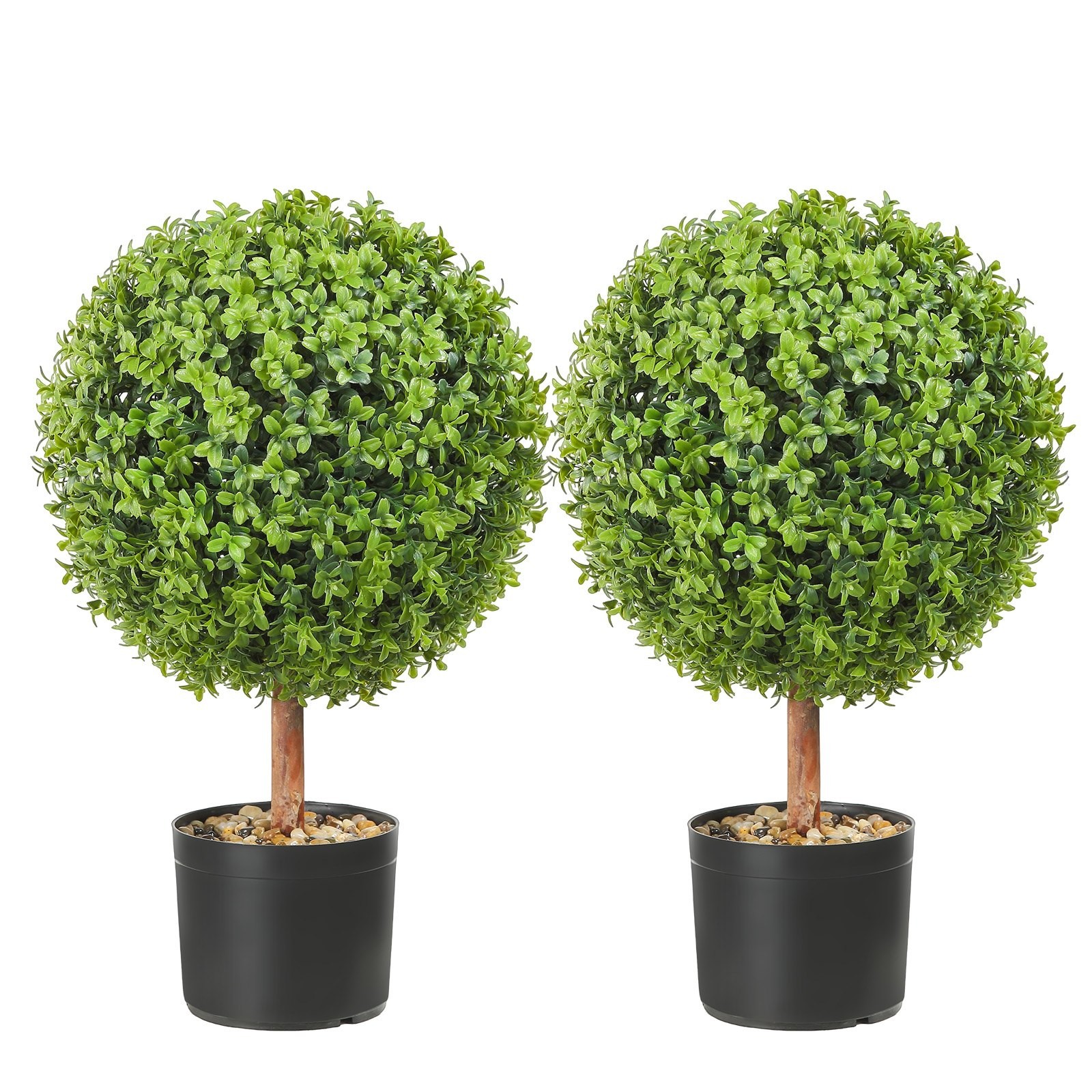 2x Artificial Boxwood Ball Ø40,6cm Garden Deco Boxwood in Flowerpot Ball Artific
